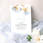 Convites Aniversário Minimalista das Flores Azuis Elegantes<br><div class="desc">O design, desse belo convite de aniversário, é gracioso com flores azuis suaves e delicadas, sua beleza sutil, sutilmente realçada com tons de ouro. Estas florescências etéreas são uma metáfora para a jornada florescente da celebrante, seus sotaques ouros representando as experiências inestimáveis e a sabedoria ganha ao longo dos anos....</div>