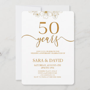 Convites Aniversário minimalista de casamento de 50 anos