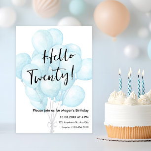 Convites Aniversário minimalista dos balões azuis