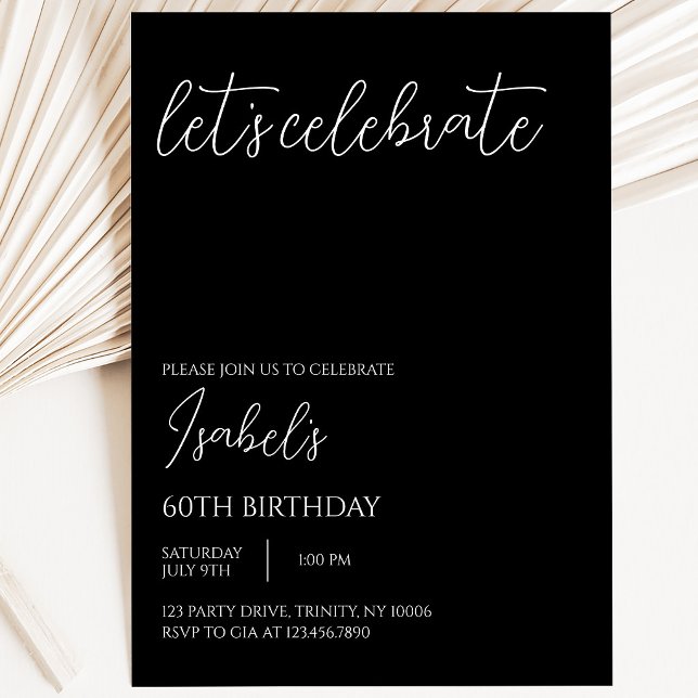 Convites Aniversário Minimalista Preto (Criador carregado)