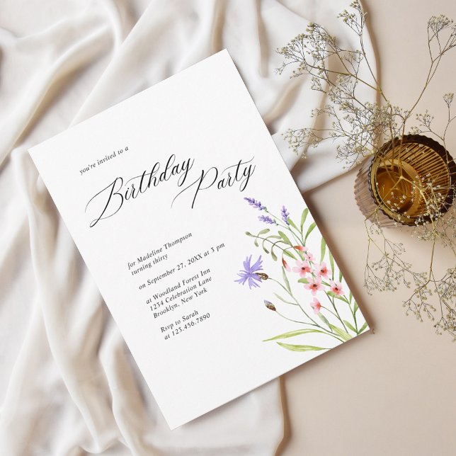 Convites Aniversário Minimista do Adulto de Cores de Água S (Criador carregado)