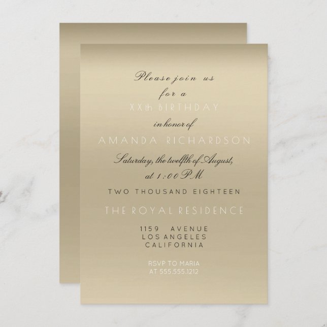 Convites Aniversário mínimo do Chá de panela de Ivory Beige (Frente/Verso)