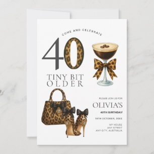 Convites Aniversário Moderno de 40 anos, Estampa de Leopard