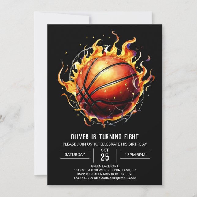 Convites Aniversário moderno de basquetebol desportivo (Frente)