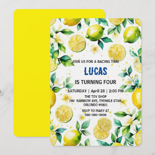 Convites Aniversário moderno de limão amarelo-claro