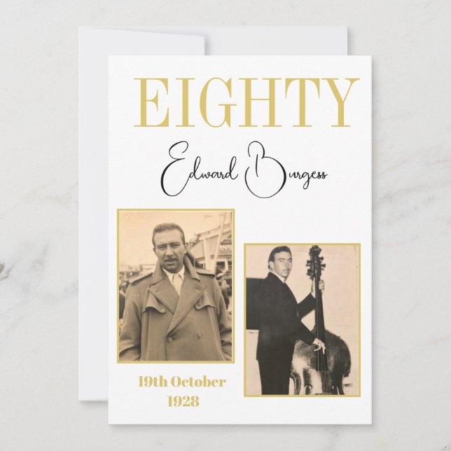 Convites Aniversário moderno do 80 Birthday Photo Male (Frente)