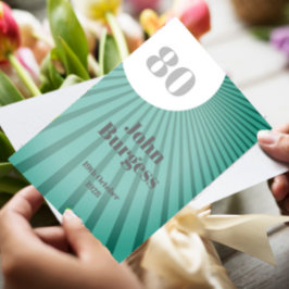 Convites Aniversário Moderno do Homem Azul de 80 Birthday