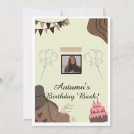 Convites Aniversário moderno e marrom estético