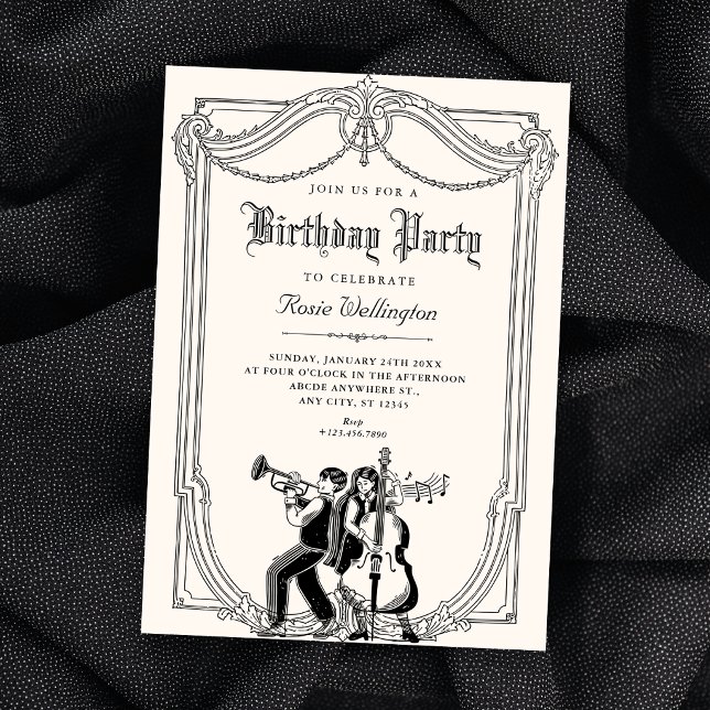 Convites Aniversário musical retrô (Criador carregado)
