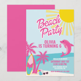 Convites Aniversário na praia Pink Malibu