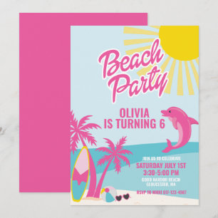 Convites Aniversário na praia Pink Malibu
