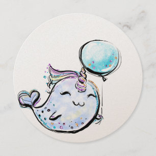 Convites Aniversário Narwhal