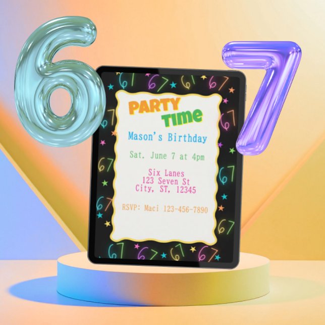 Convites Aniversário Neon Seis Sete (Criador carregado)