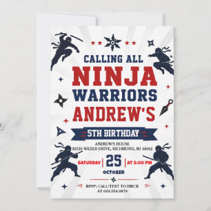Convites Aniversário Ninja Moderno Pessoal