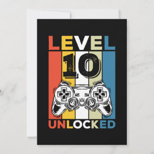 Convites Aniversário Nível 10 Desbloqueado 10 Jogos Vintage