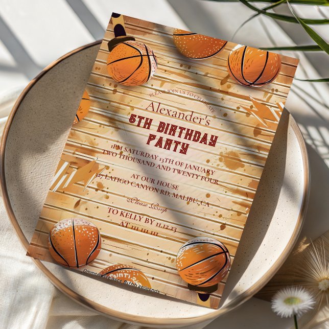 Convites Aniversário no Campo de Basquete Retrô (Criador carregado)