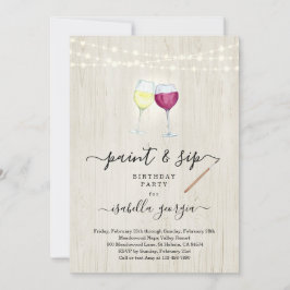 Convites Aniversário Paint & Sip, despedida de solteira, ch