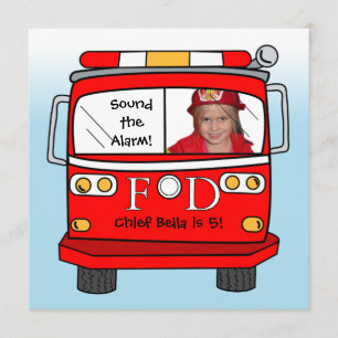 Convites Aniversário pequeno do bombeiro da foto do