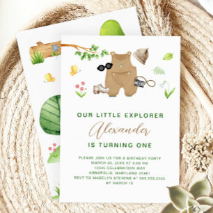 Convites Aniversário Pequeno Explorador Floresta de Madeira