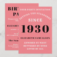 Aniversário Personalizado 1930 Adicionar Nome Rosa