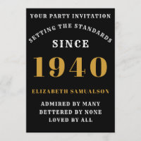 Aniversário Personalizado 1940 Branco Dourado Pret