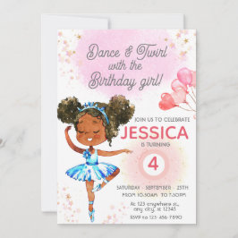 Convites Aniversário Personalizado da Dança e Grelha Rosa