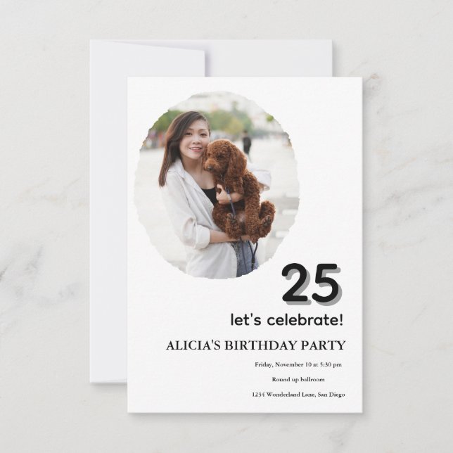 Convites Aniversário personalizado de 25 de fotograma (Frente)
