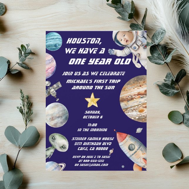 Convites Aniversário Personalizado de Astronauta no Espaço  (Criador carregado)