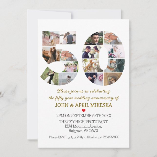 Convites Aniversário Personalizado de Casamento de Fotos Nú (Frente)