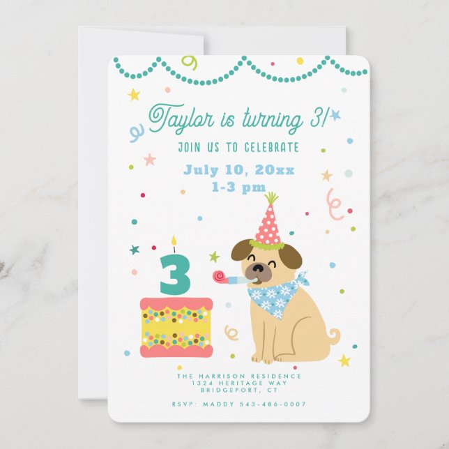 Convites Aniversário Personalizado de Crianças (Frente)
