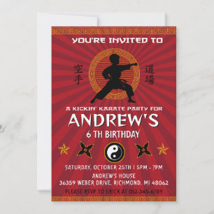 Convites Aniversário Personalizado de Karate Kung Fu