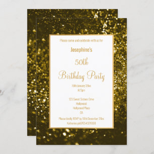 CONVITES ANIVERSÁRIO PERSONALIZADO DE NEGRO E DOURADO GLITT