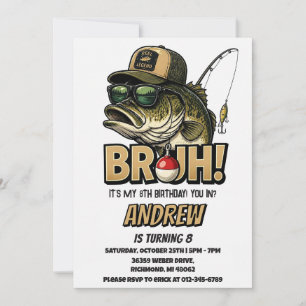 Convites Aniversário Personalizado de Pesca Bruh