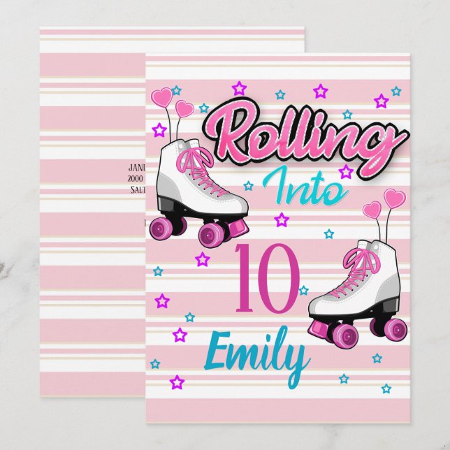 Convites Aniversário Personalizado de Rastreamento de Skate (Frente/Verso)