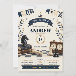 Convites Aniversário Personalizado de Xadrez Real para Cria