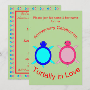Convites Aniversário Personalizado do Casal de Tartaruga