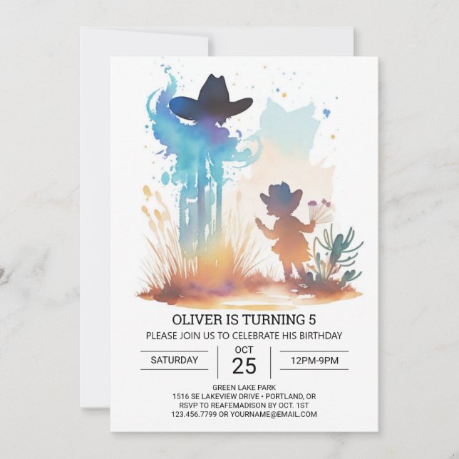 Convites Aniversário Personalizado do Chic Cowboy (Frente)