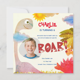 Convites Aniversário Personalizado do Dinossauro ROAR