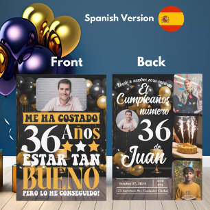 Convites Aniversário Personalizado Espanhol de Idade Person