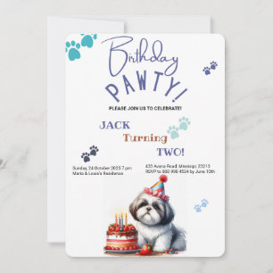 Convites Aniversário Personalizado Pawty Shih Tzu