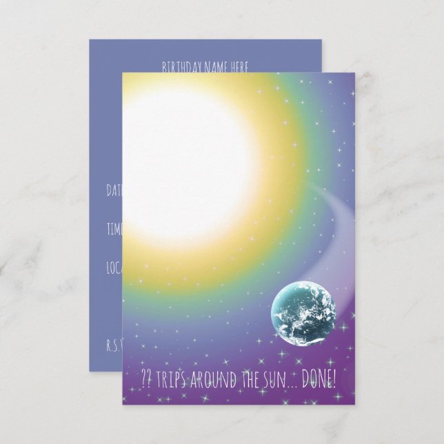 Convites Aniversário Personalizado Percorre o Sol (Frente/Verso)