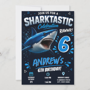 Convites Aniversário Personalizado Sharktastic