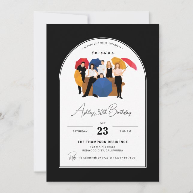 Convites Aniversário Personalizável com Tema de Friends TV (Frente)