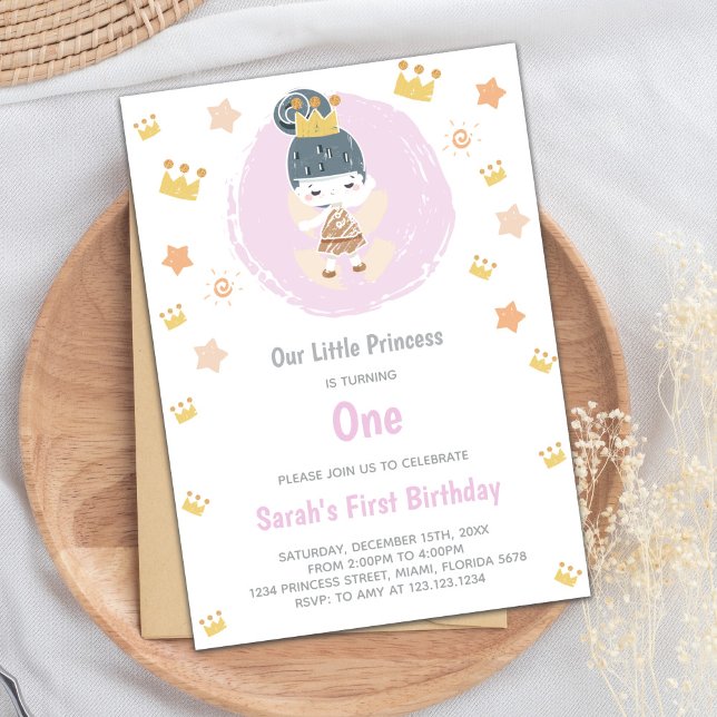 Convites Aniversário personalizável da "Nossa Pequena Princ (Our Little Princess Birthday Invitations)