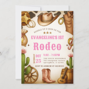 Convites Aniversário pessoal de 1rua Rodeo Wild West