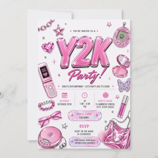 Convites Aniversário Pessoal Retro Y2K (Frente)