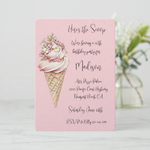 Convites Aniversário Pink Floral Here's the Scoop