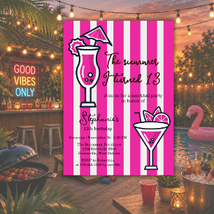Convites Aniversário Pink The Summer I Turned 13 Mocktail