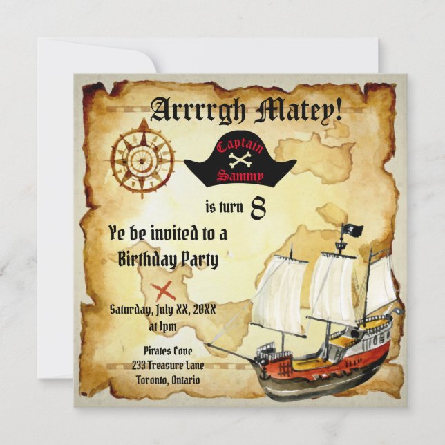 Convites Aniversário Pirata Parrrty ! (Frente)