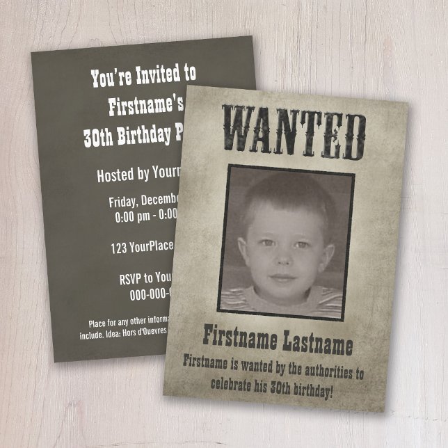 Convites Aniversário Poster Engraçado (A wild west theme birthday party invitation with a wanted poster for the invitation.)